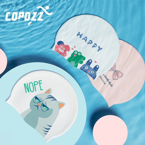 COPOZZ Water Sports Women Men Swimming Cap Ear Protect Long Hair Large Swim Pool Hat Professional Sports Waterproof Swim Cap