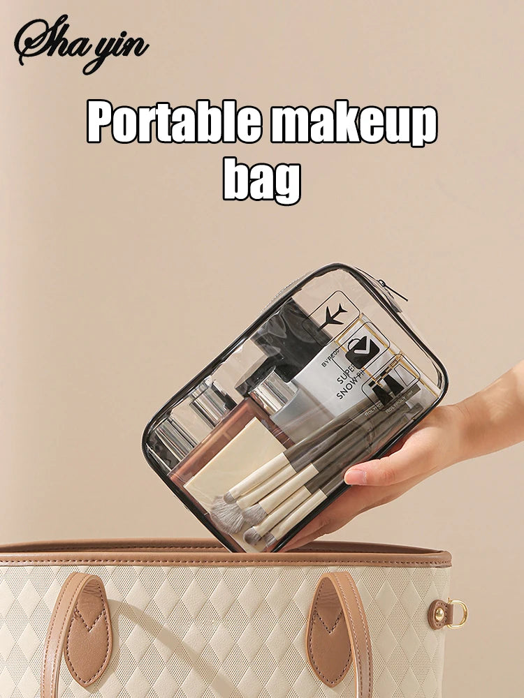 Transparent makeup bag, portable outdoor grooming bag, minimalist travel storage bag, PVC transparent makeup bag