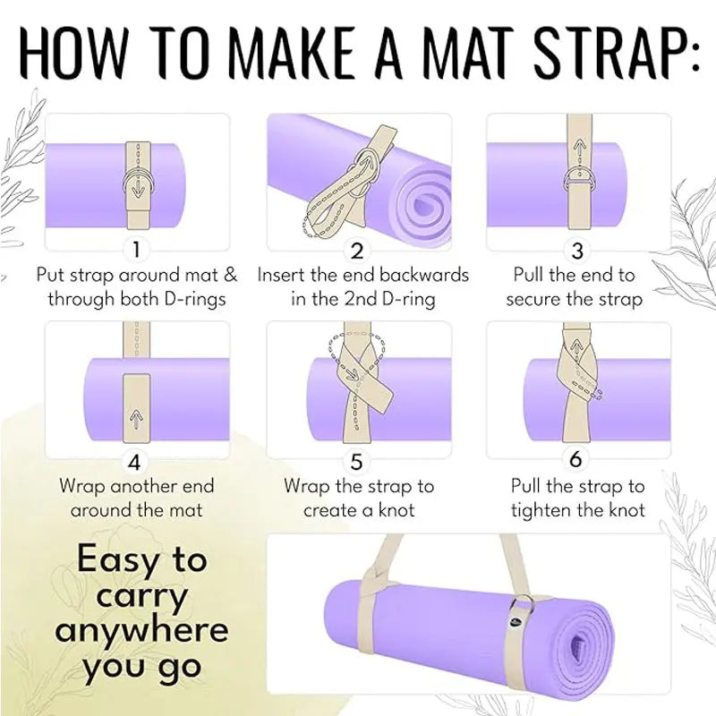 Adjustable Non Slip Strap, Suitable for Yoga, Pilates, Stretching, Fitness, and Home Training - For Carrying Yoga Mats