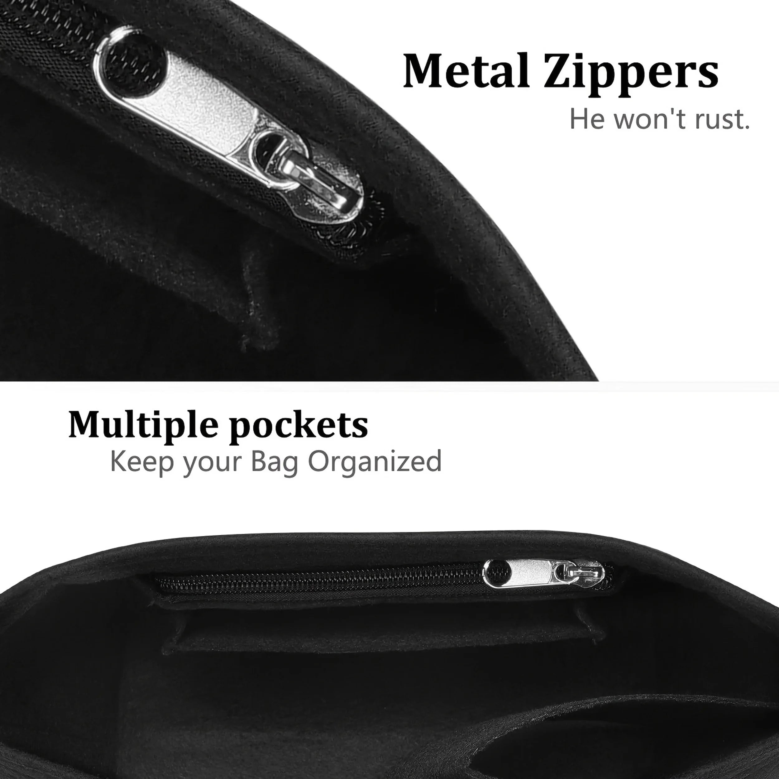 Felt Tote Bag Organizer Insert with Zipper Multi-Pocket Handbag Shaper for Longchamp Large Purse Makeup Storage Travel Liner