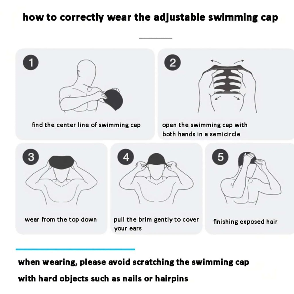 1PC Swimming Cap Waterproof Breathable Comfort PU Coating Swimming Gear for Men and Women Adults Water Sports
