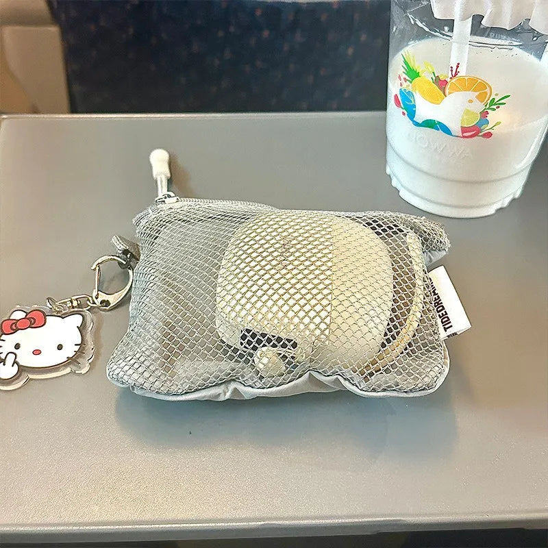 Mesh Travel Makeup Bag for Women Portable Mini Cosmetic Pouch Double Layer Zipper Multi-purpose Coin Purse Credit Card Holder