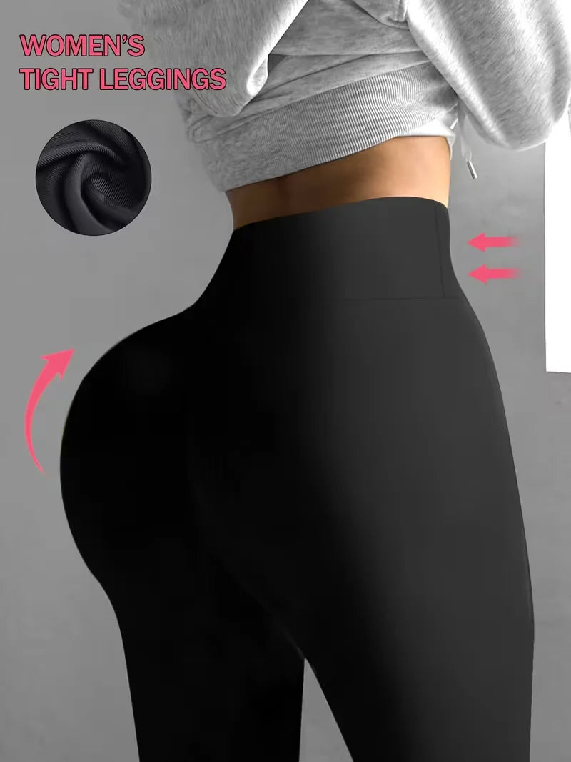 Black Sexy Tight Yoga Pants High Waisted Stretchy Leggings Womens Sports Fitness Trousers Tummy Control Running Training Tights