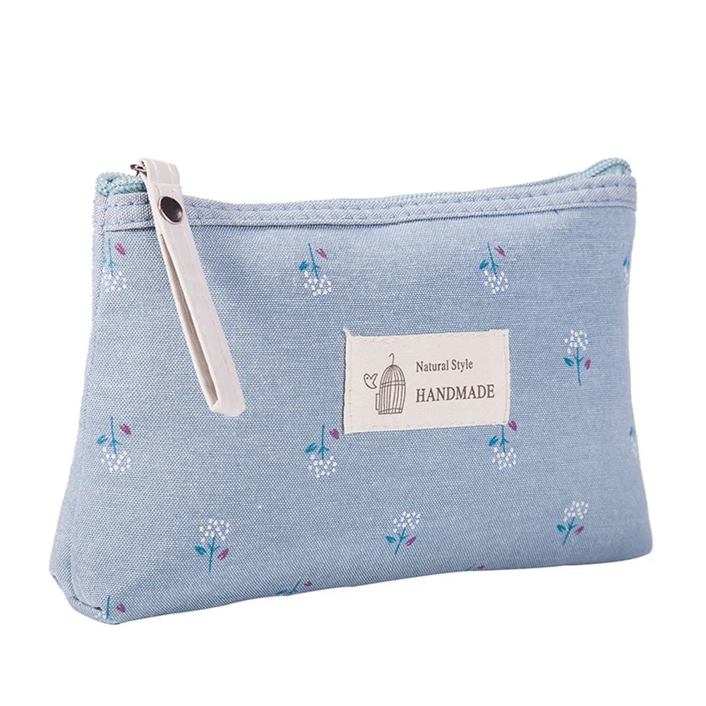 Large Capacity Canvas Waterproof Makeup Bag Ins Floral Portable For Women Girls Pencil Case Toiletry Organizer Storage Bag