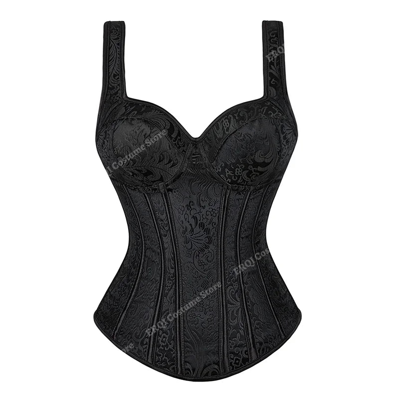 Gothic Corset Dress Women Black Corset with Straps Lace Skirt Burlesque Costume Steampunk Corset Top XS-7XL Plus Size