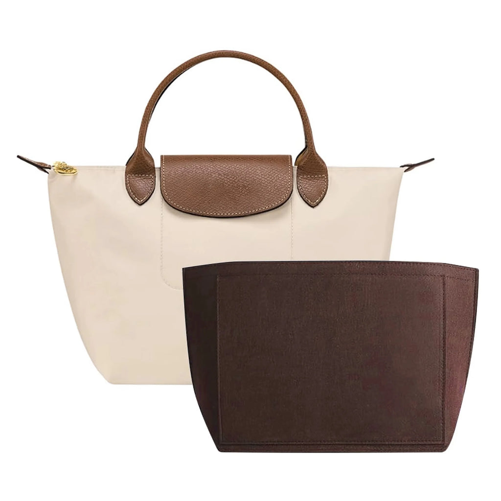 Felt Tote Bag Organizer Insert with Zipper Multi-Pocket Handbag Shaper for Longchamp Large Purse Makeup Storage Travel Liner