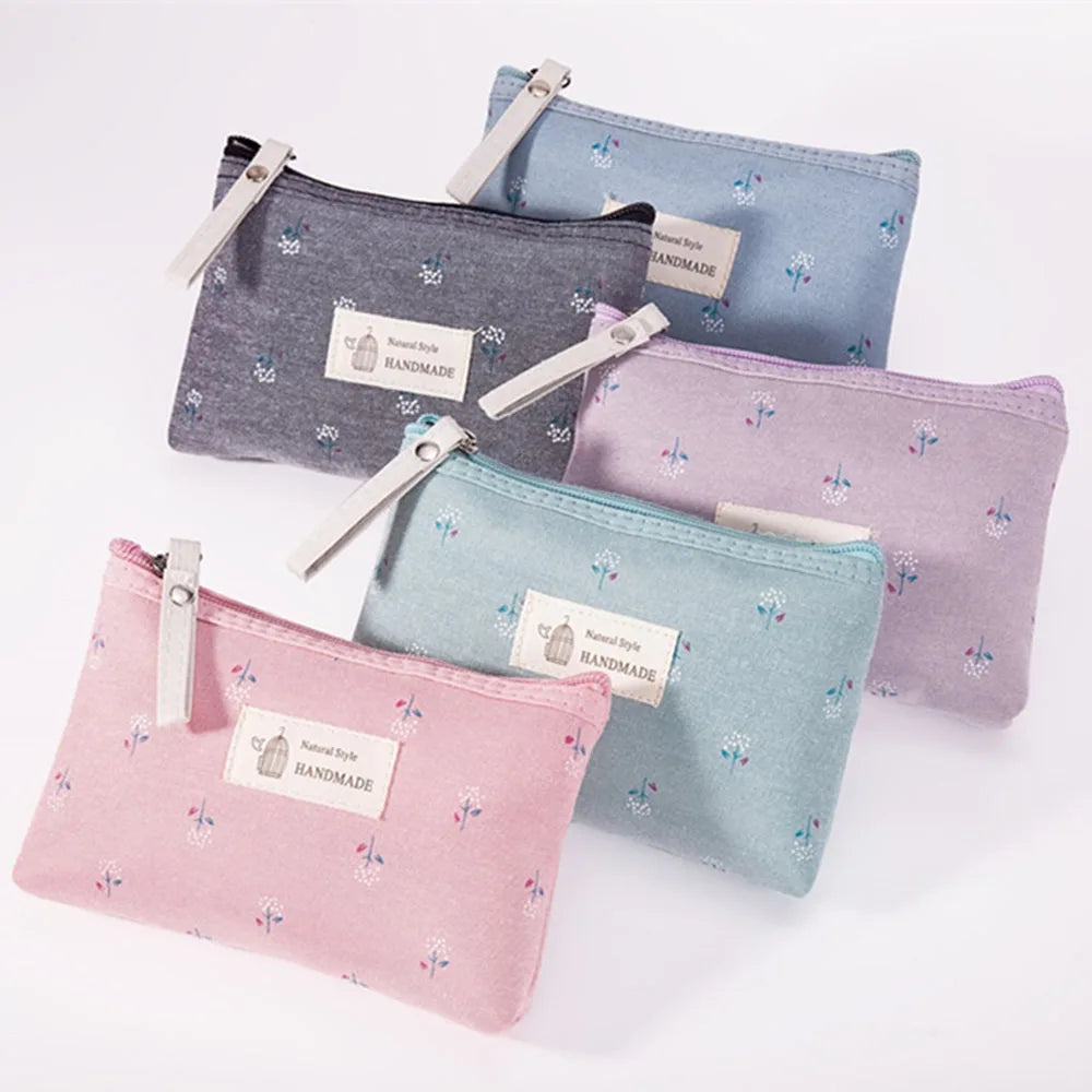 Large Capacity Canvas Waterproof Makeup Bag Ins Floral Portable For Women Girls Pencil Case Toiletry Organizer Storage Bag