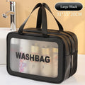 Toiletry Bag Large Capacity Waterproof Frosted PU Double Layer Wet Dry Separation Travel Bath Cosmetic Storage Daily Organizer