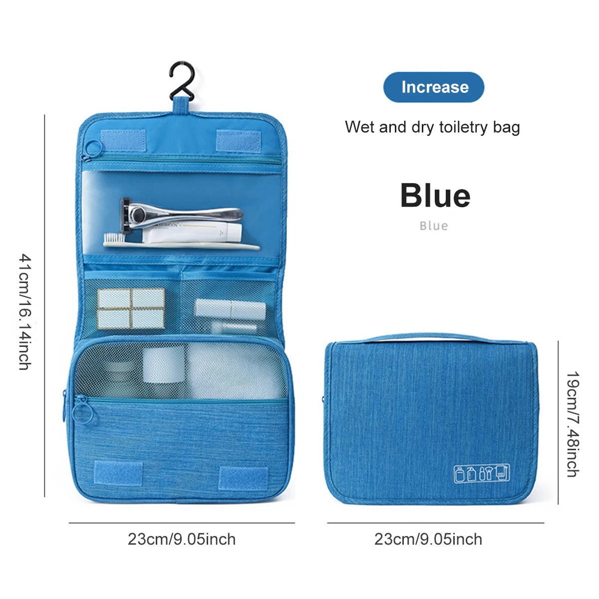 Large Capacity Travel Toiletry Bag Multifunctional Portable Cosmetic Bag With Hook Storage Bag Men's Travel Storage Bag