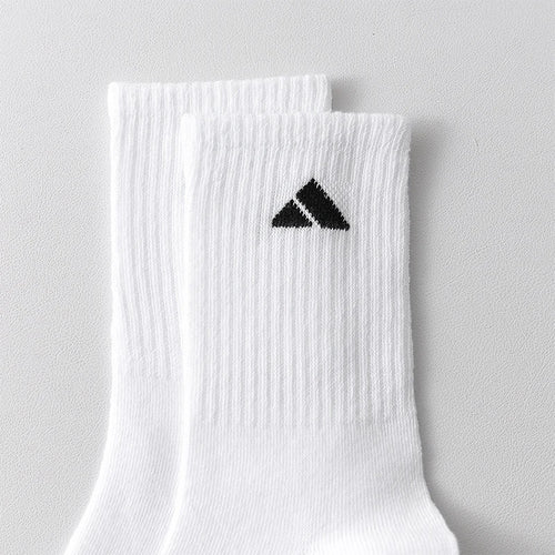 5 Pairs of Black and White Patterned Mid Length Socks Suitable for Both Men and Women Comfortable and Unisex Sports Socks