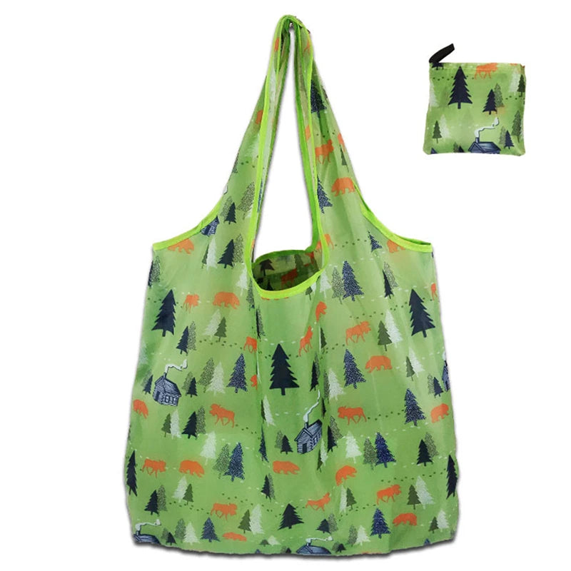 Foldable Reusable Shopping Tote Bag 1Pc Lightweight Colorful for Travel Daily Use Grocery Carry Eco Friendly Grocery Bag