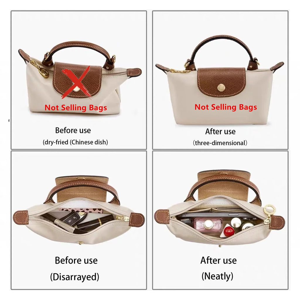 Bag Organizer for Longchamp Small Tote Bag Timid Bag Storage & Finishing Inner Bag Liner Handbags Insert Organizer Fit Mini Size