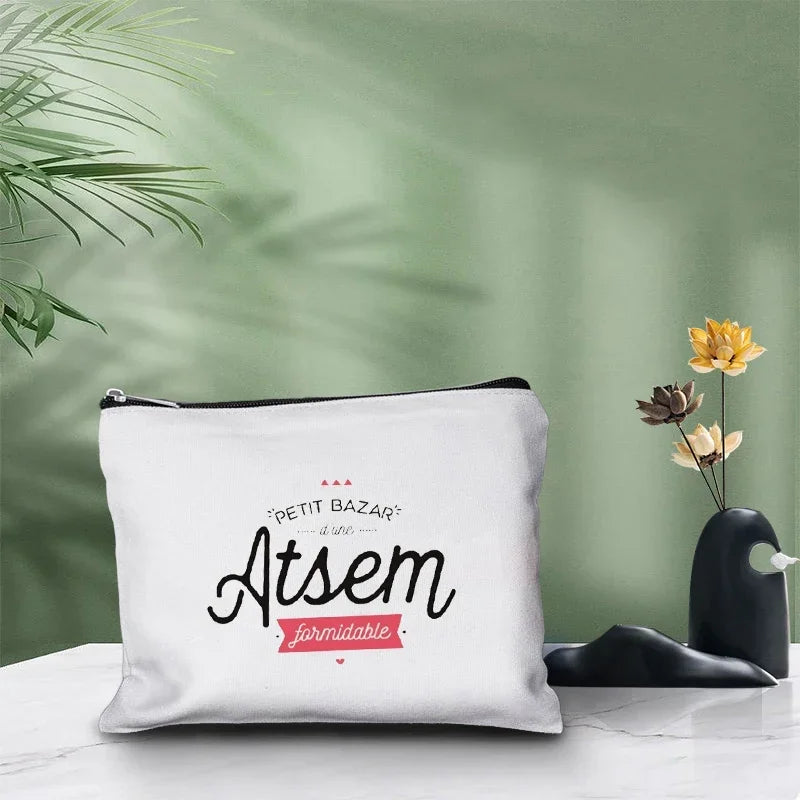 Merci Maitre Cosmetic Canvas Clutch Back To Shool Makeup Bag Lipstick Designer Case Make Up Pouch Teacher Pencil Gift Pouch