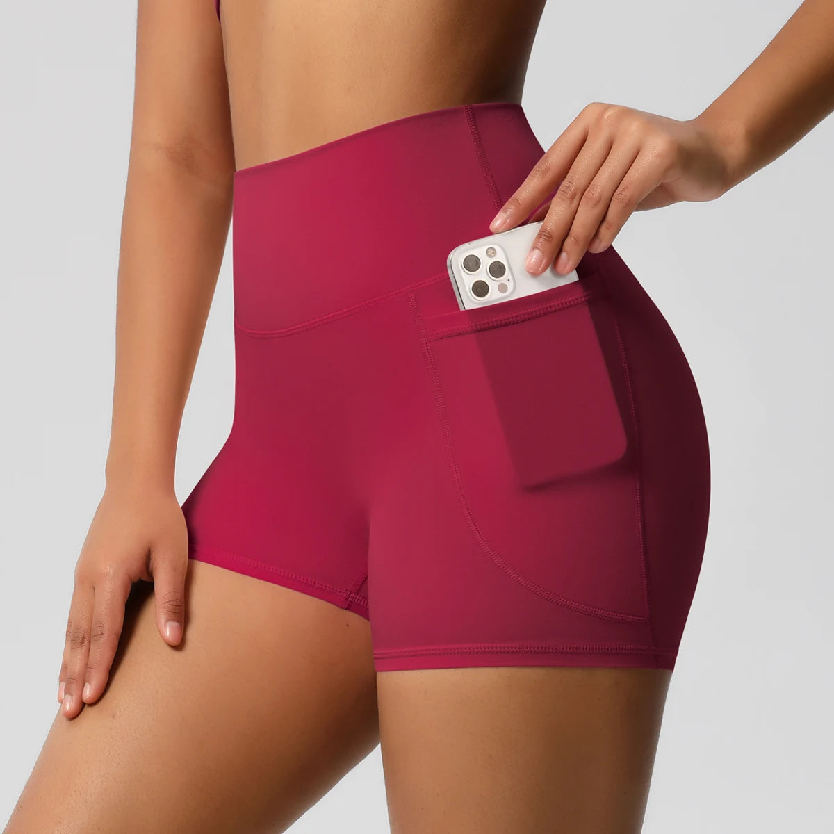 Women Sports Short With PocketedYoga Legging Shorts Squat Proof High Waist Fitness Tight Shorts Quick Drying Cycling Workout Gym