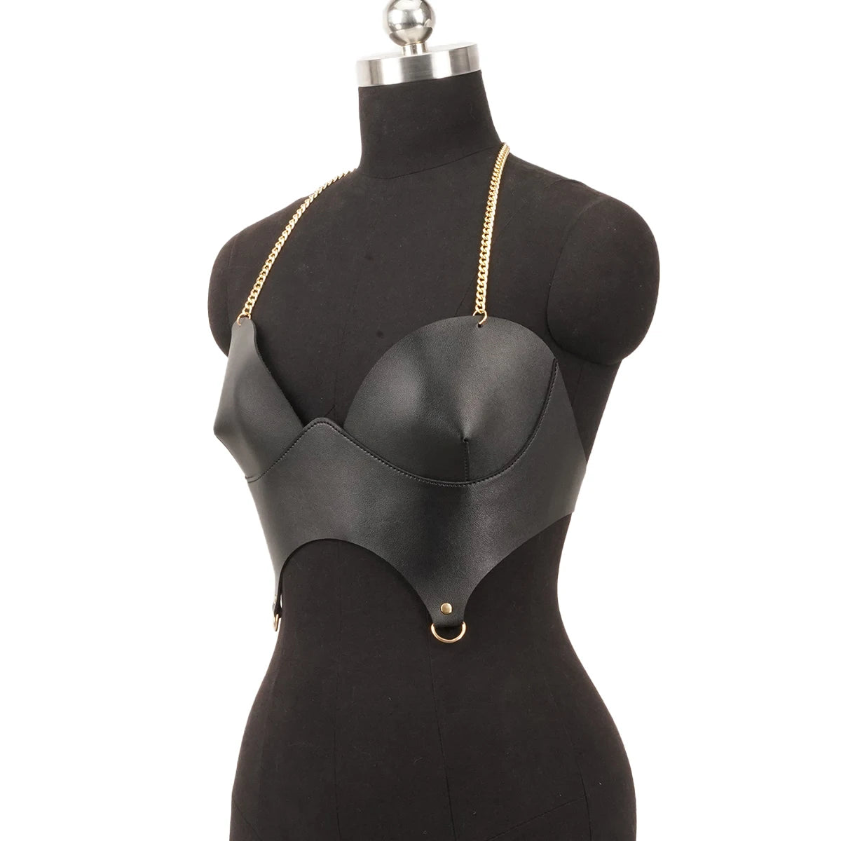 Punk Gothic Black PU Adjustable Corset Bustier Top For Women Street Decor For Rave Club Festival Party Daily Outfit