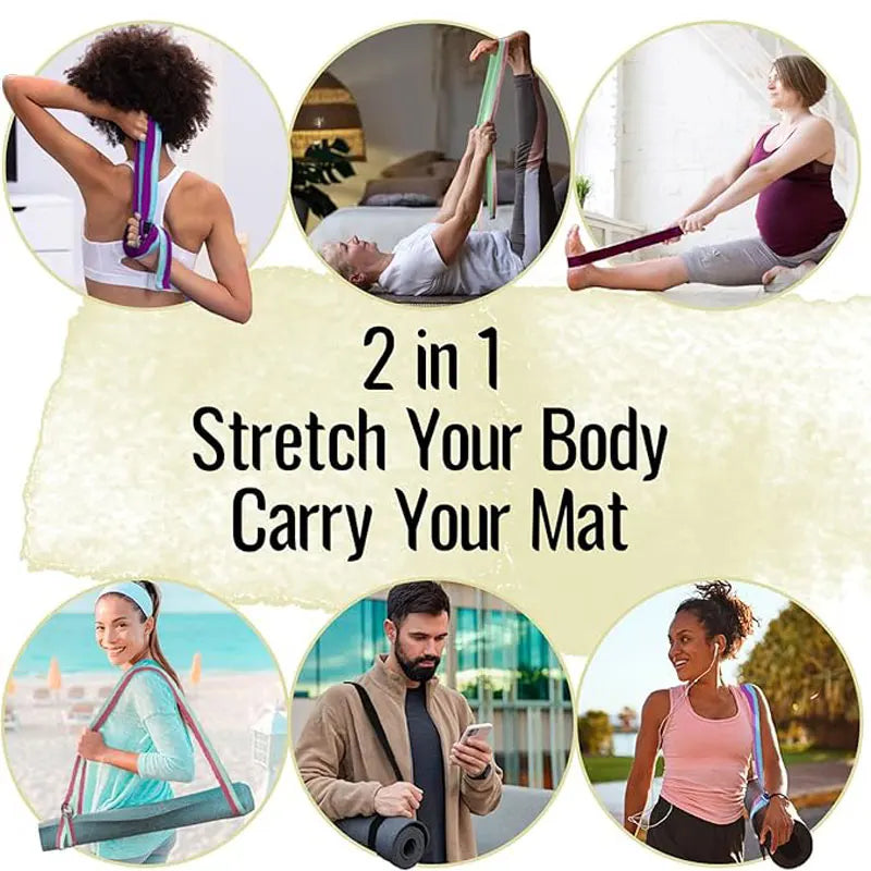 Adjustable Non Slip Strap, Suitable for Yoga, Pilates, Stretching, Fitness, and Home Training - For Carrying Yoga Mats