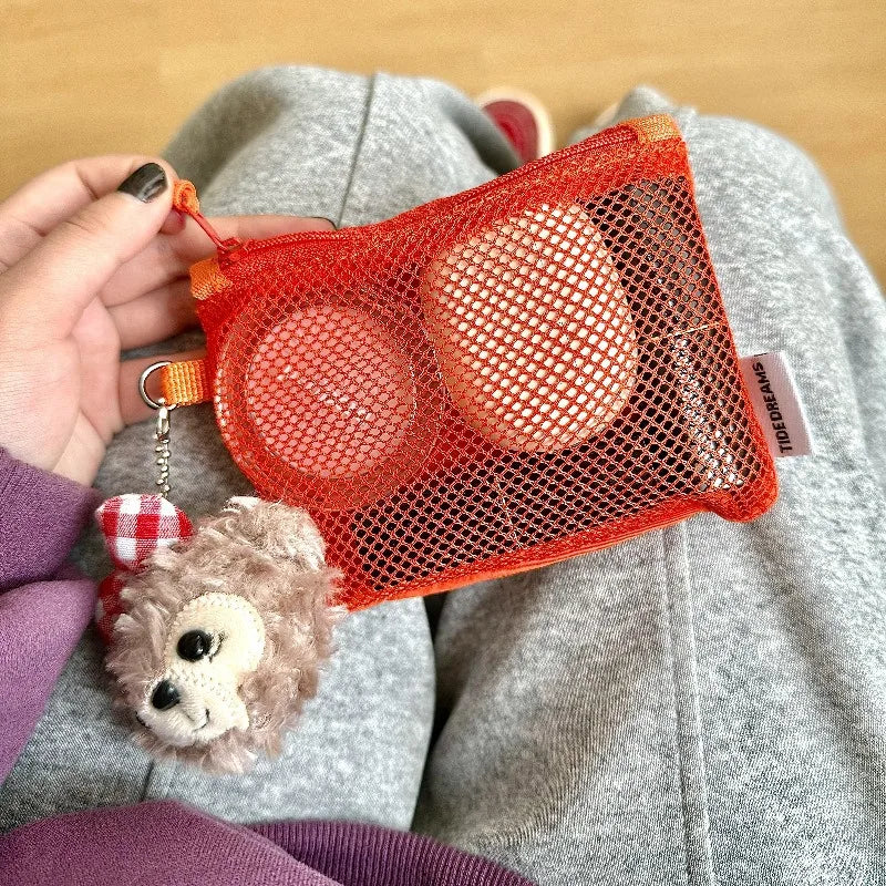 Mesh Travel Makeup Bag for Women Portable Mini Cosmetic Pouch Double Layer Zipper Multi-purpose Coin Purse Credit Card Holder