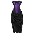 Gothic Corset Dress Sexy Satin Lace Up Corset Steampunk Corset With Dress Cosplay Club Purple