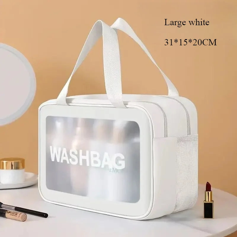 Toiletry Bag Large Capacity Waterproof Frosted PU Double Layer Wet Dry Separation Travel Bath Cosmetic Storage Daily Organizer