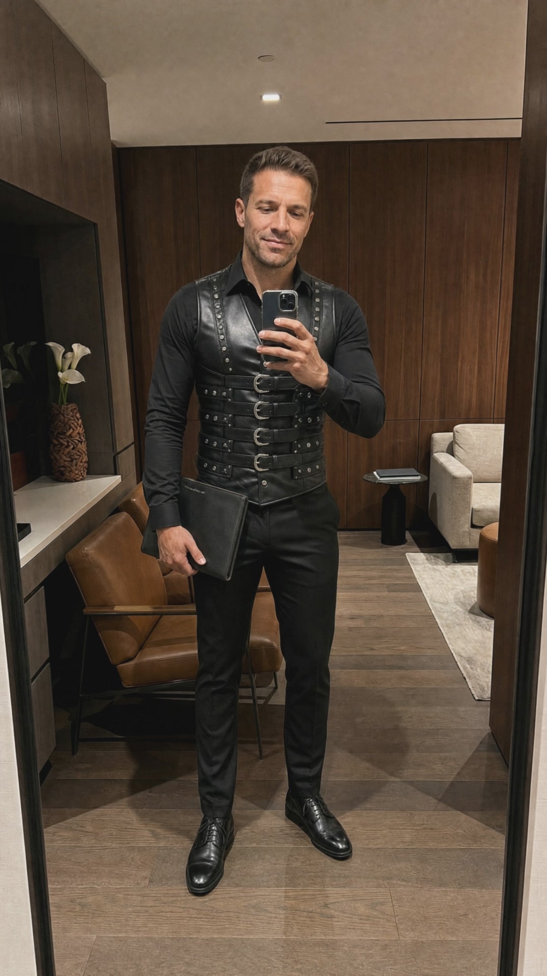 Mens Corset Vest Real Leather Steel Boned Steampunk Gothic Business VEST USA