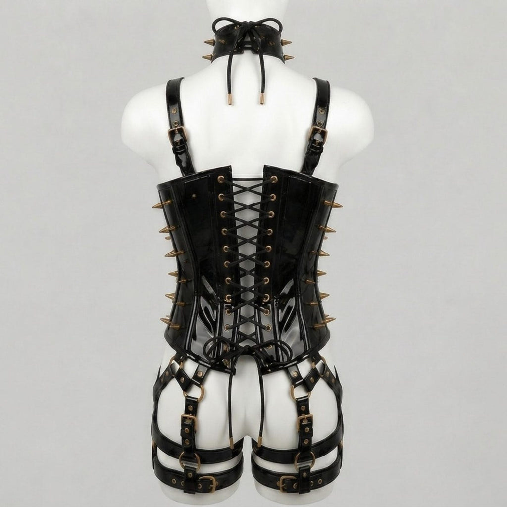 Pvc Leather Corset with Studs