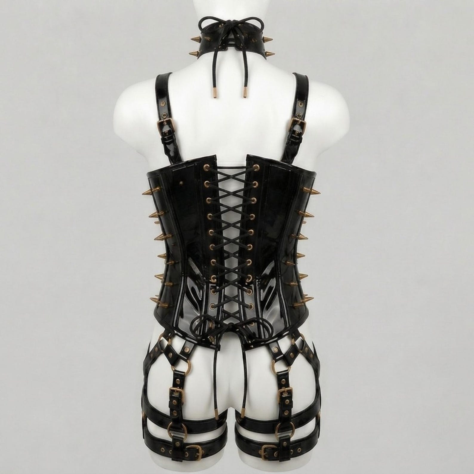 Pvc Leather Corset with Studs