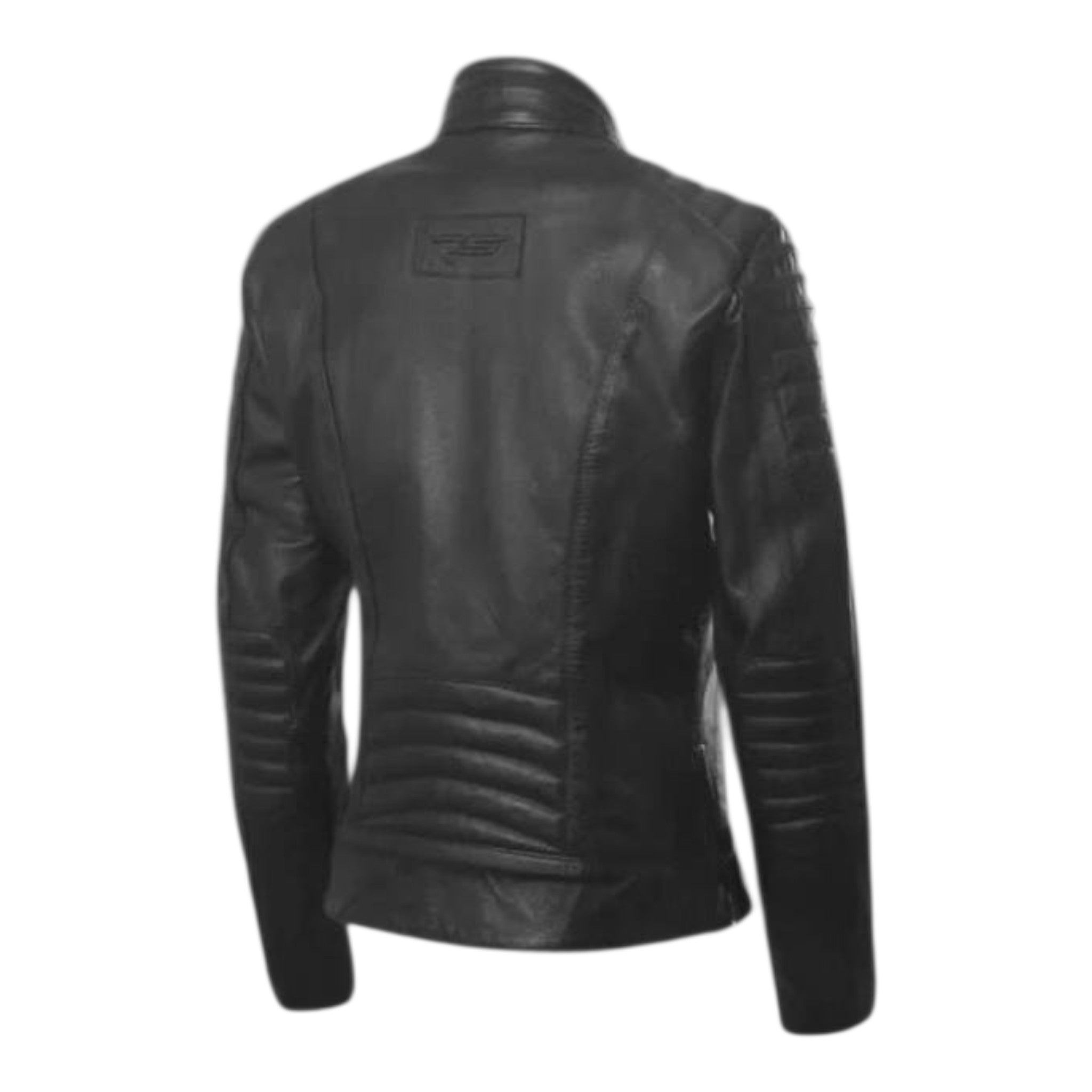 ALICE Women Leather Cafe Racer Jacket Vintage Padded Shoulder Biker Armor Coat
