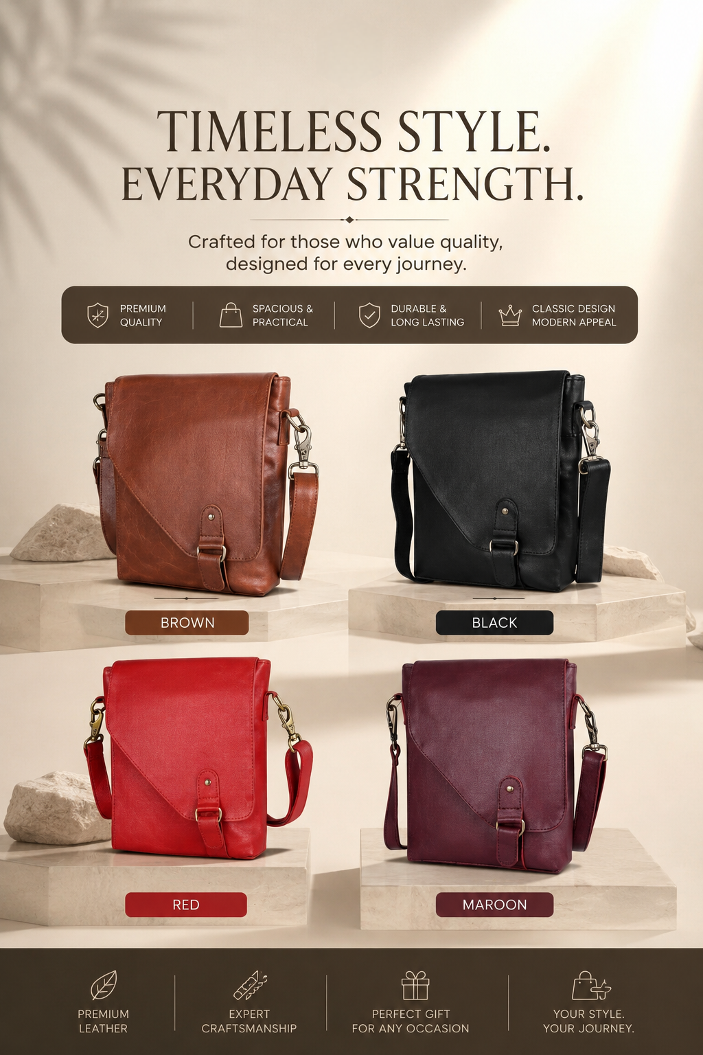 Genuine Leather Crossbody Bag Unisex Shoulder Sling Travel Messenger Purse