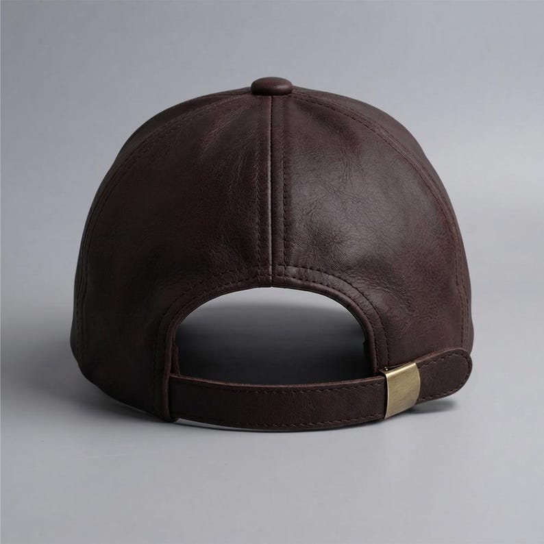 Unisex Leather Baseball Cap Distressed Biker Hat Adjustable Sports Casual Strap