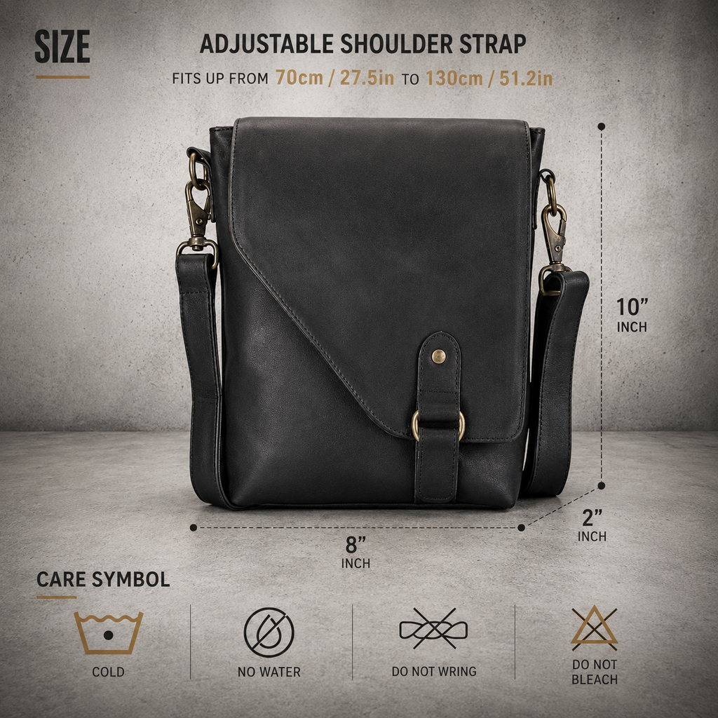 Genuine Leather Crossbody Bag Unisex Shoulder Sling Travel Messenger Purse