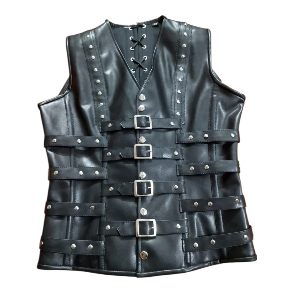 Mens Corset Vest Real Leather Steel Boned Steampunk Gothic Business VEST USA