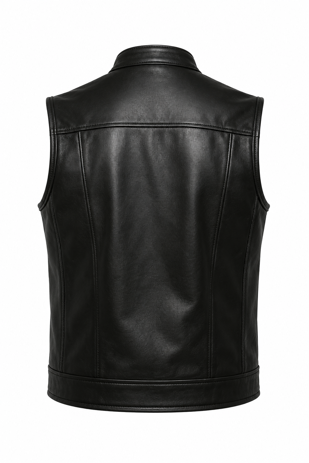 Men's Black Leather Vest Motorcycle Club Style Zipper Slim Fit Streetwear Sleeveless Vest