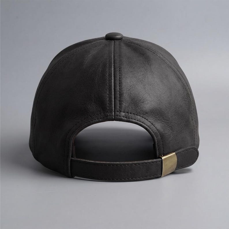 Unisex Leather Baseball Cap Distressed Biker Hat Adjustable Sports Casual Strap