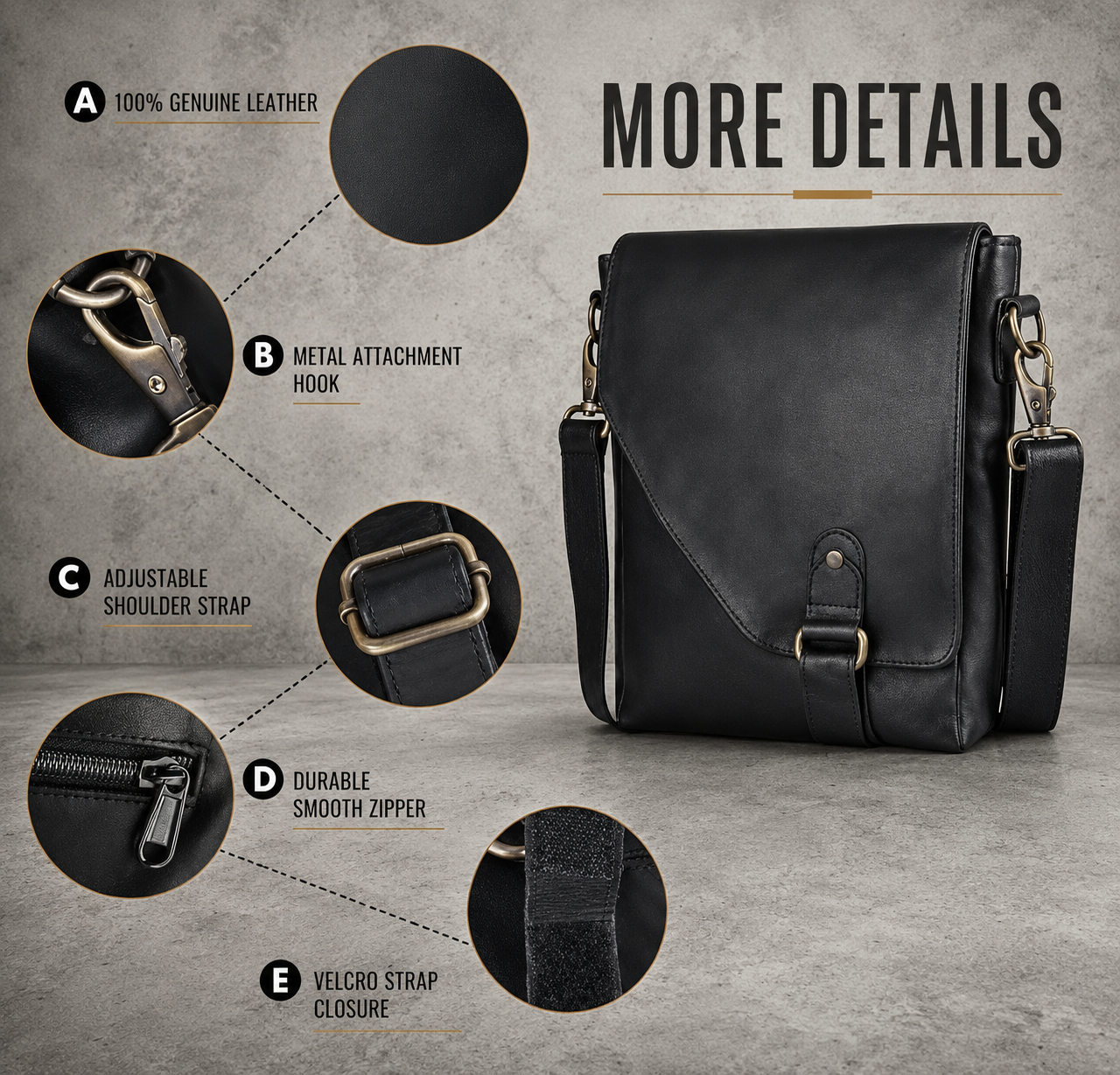 Genuine Leather Crossbody Bag Unisex Shoulder Sling Travel Messenger Purse