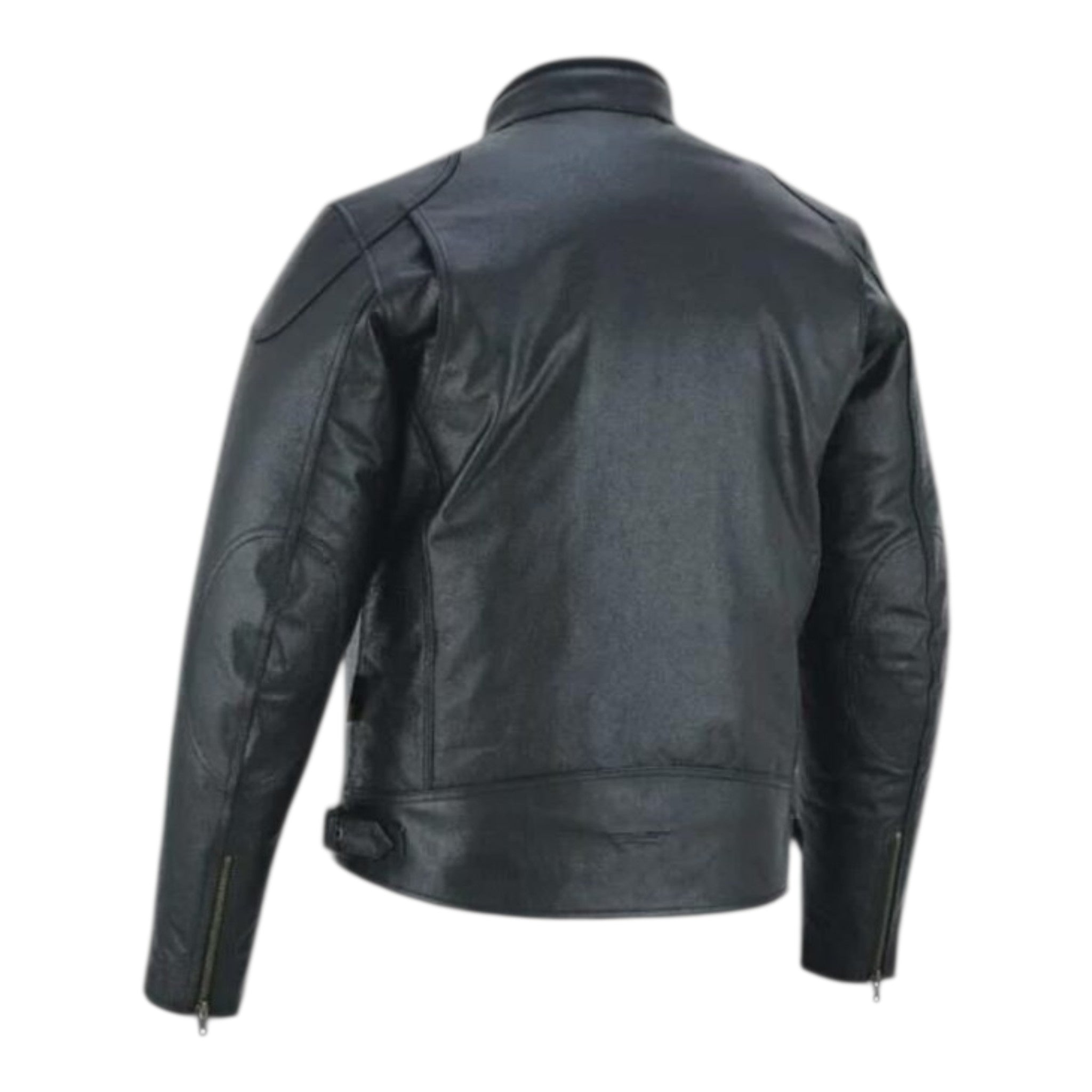 Mens Cafe Racer Leather Jacket Vintage Padded Shoulder Biker Outerwear Jacket