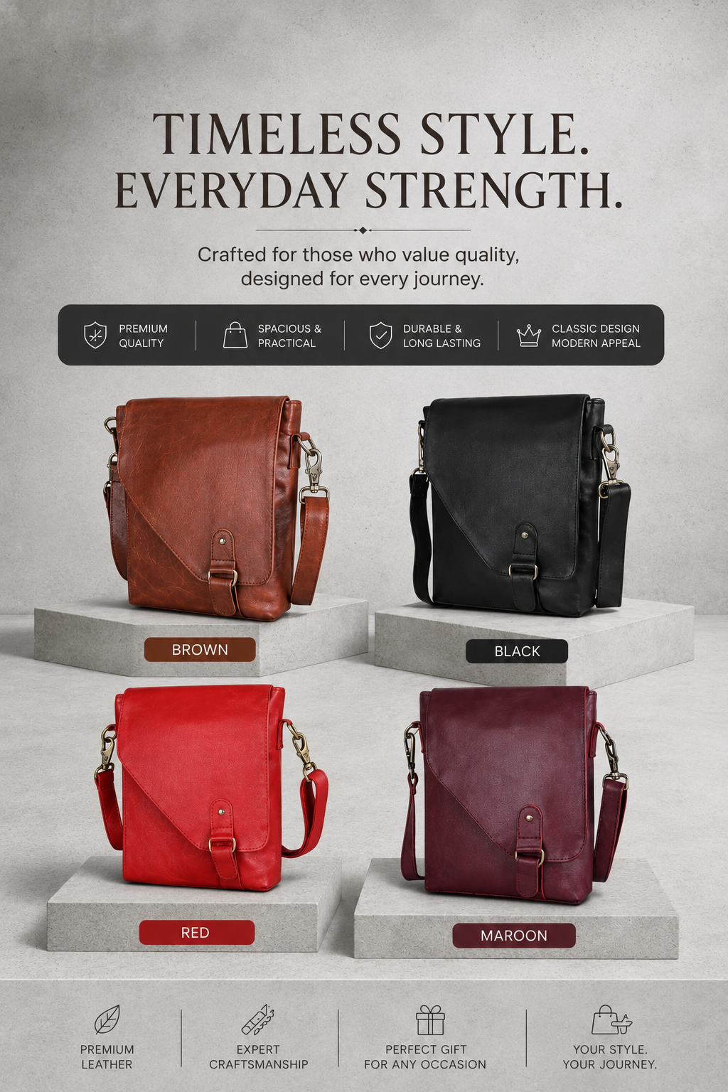 Genuine Leather Crossbody Bag Unisex Shoulder Sling Travel Messenger Purse