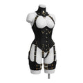 Women’s Leather Corset Harness Bodysuit Gothic Buckle Bustier Steampunk Fetish