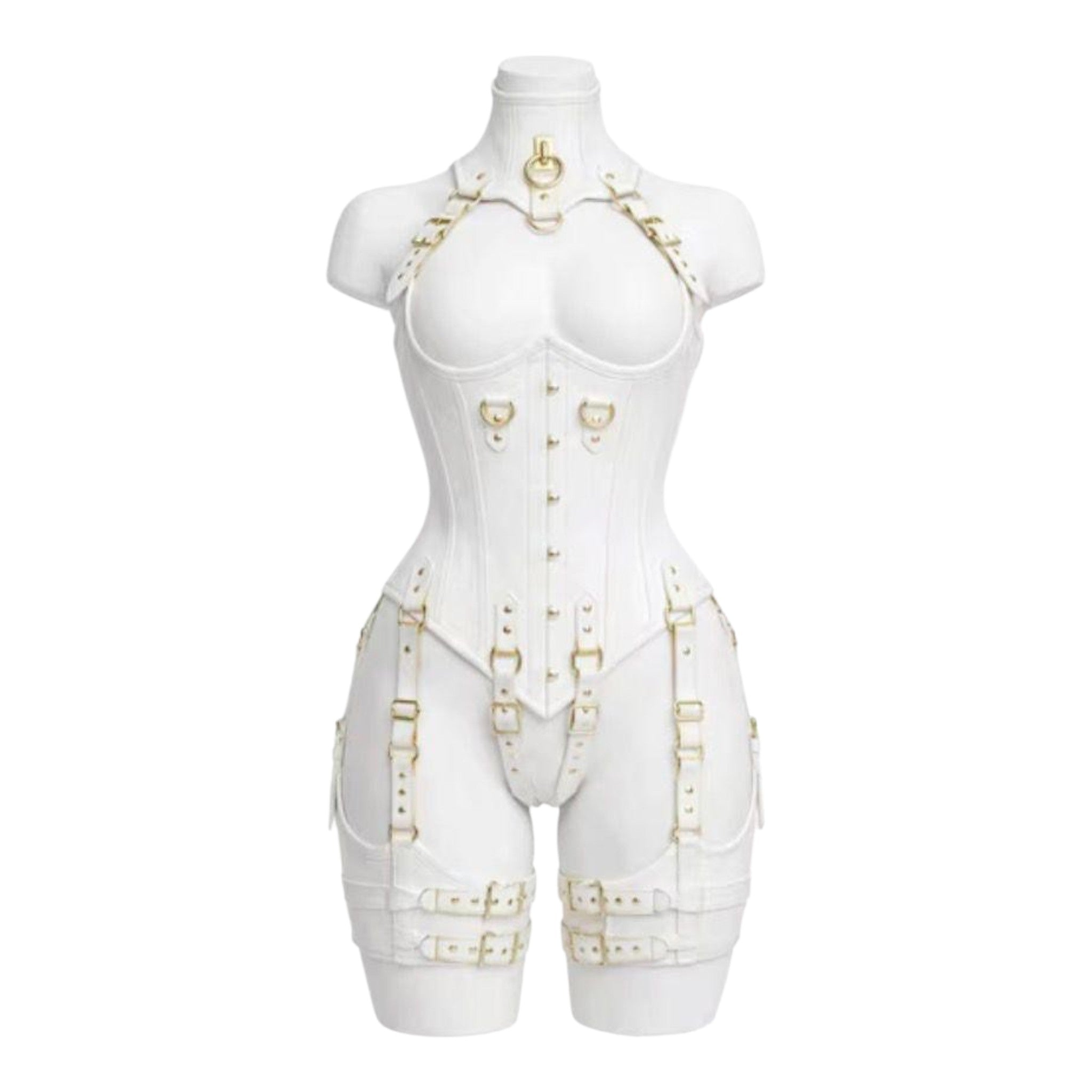 Women’s Leather Corset Harness Bodysuit Gothic Buckle Bustier Steampunk Fetish