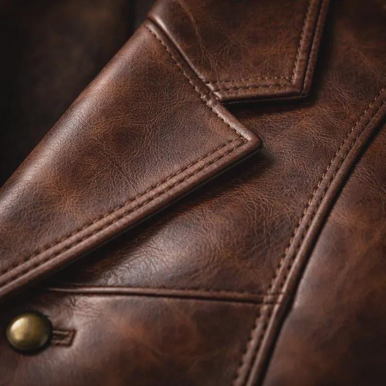 Handmade Men's Brown Real Leather Vest Classic Formal Vintage Style Slim Fit Vest