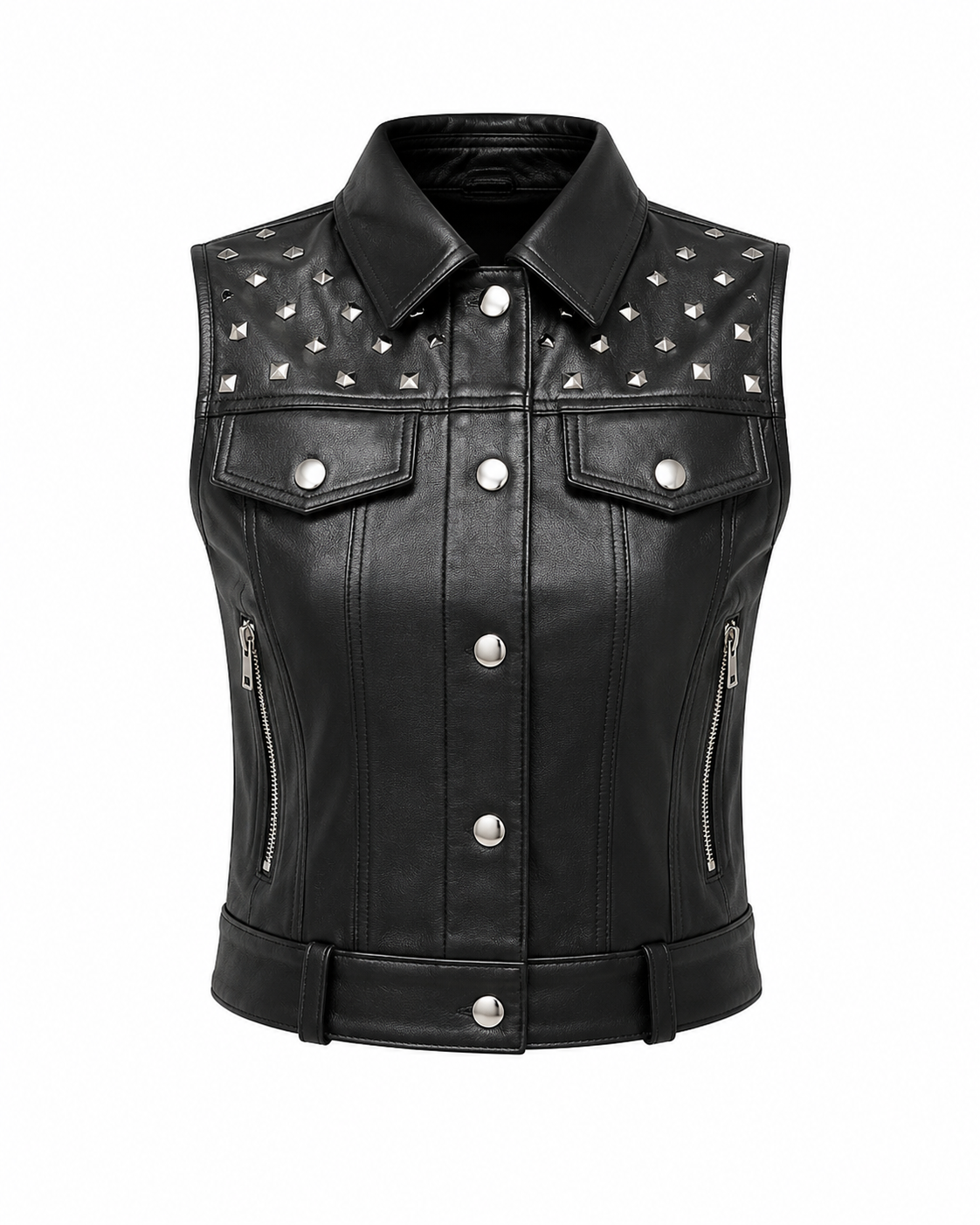 Handmade Women’s  Leather Vest Slim Fit
