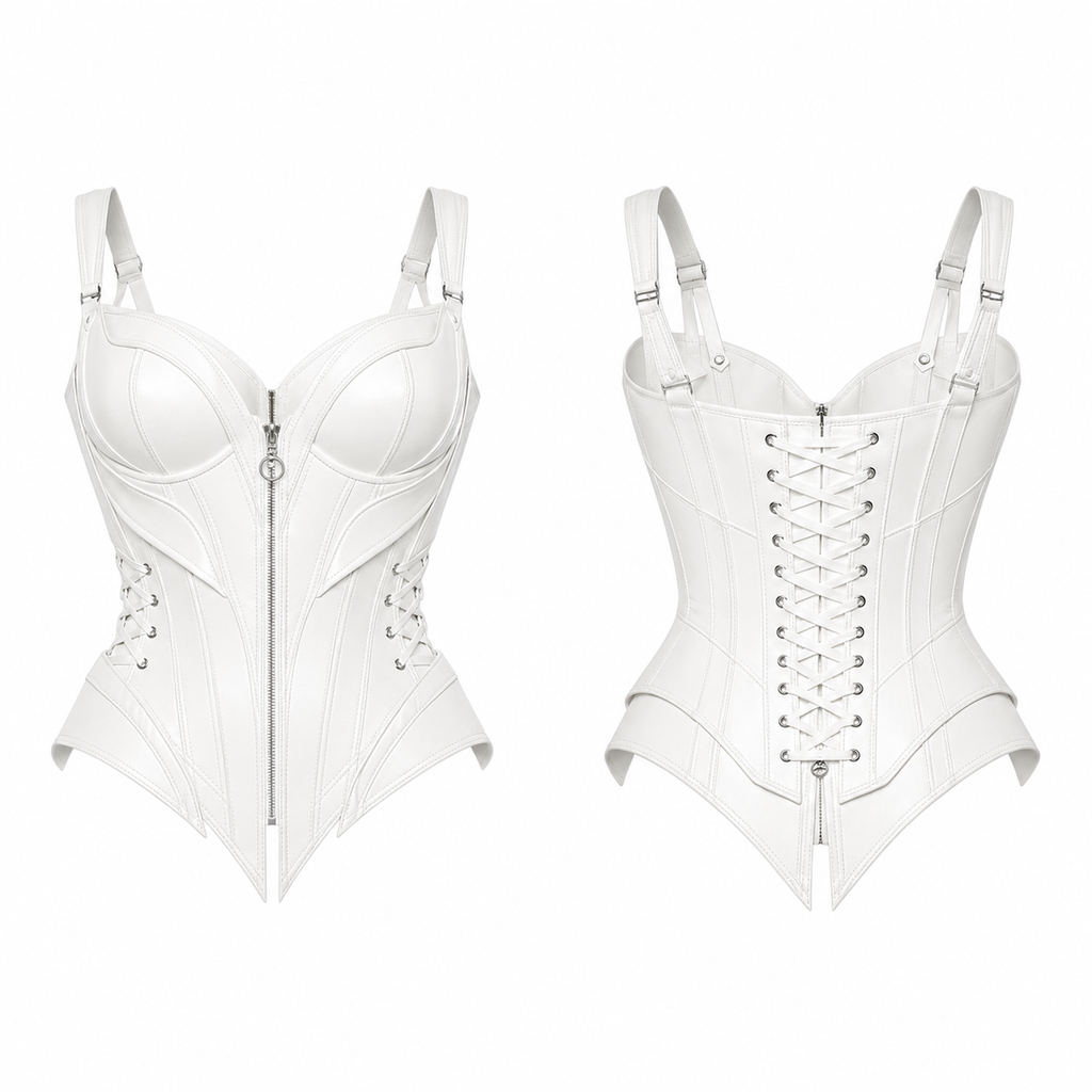 Leather Corset – Front Zip & Lace Back Waist Shaper-USA Pattern