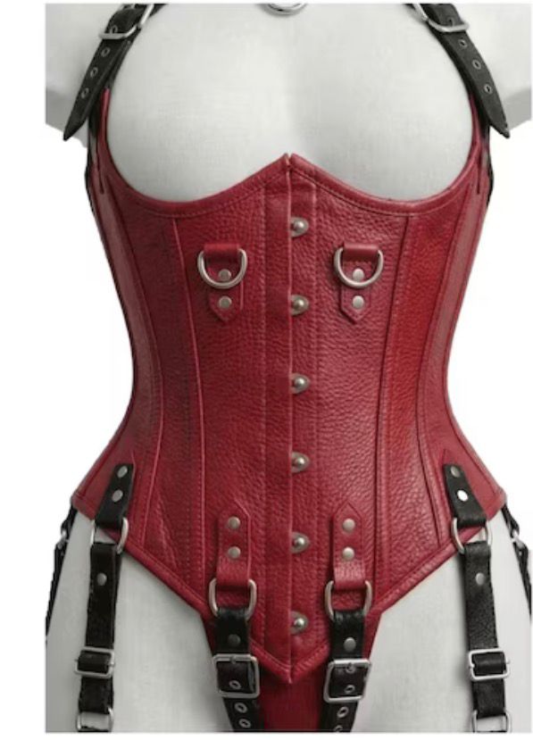 Women’s Leather Corset Harness Bodysuit Gothic Buckle Bustier Steampunk Fetish