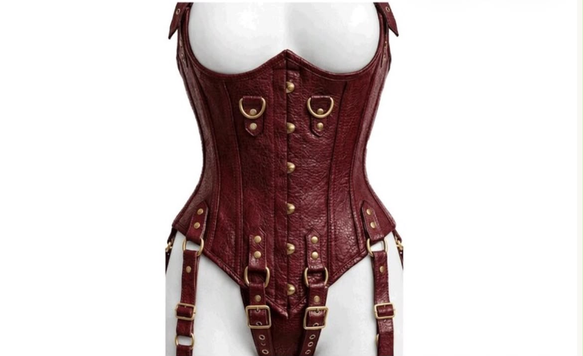 Leather UnderBust Corset Harness Bodysuit Gothic Buckle Bustier Steampunk Fetish